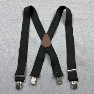 Carhartt Suspenders Men's Black/Brown Leather Adjustable 2" Utility Work Stretch